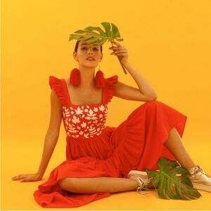 Carolina K Kuna embroidered square neck dress